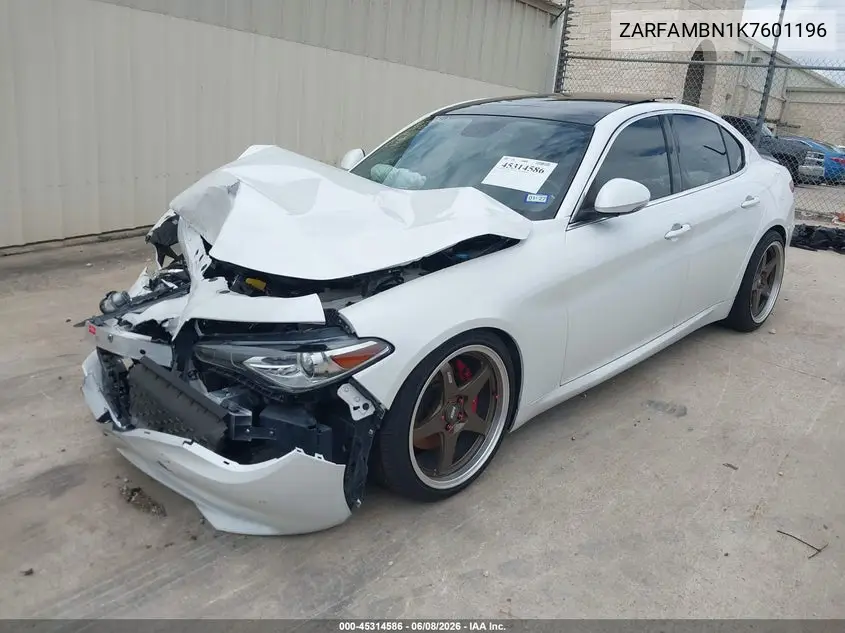 2019 Alfa Romeo Giulia Ti Lusso Rwd VIN: ZARFAMBN1K7601196 Lot: 45314586