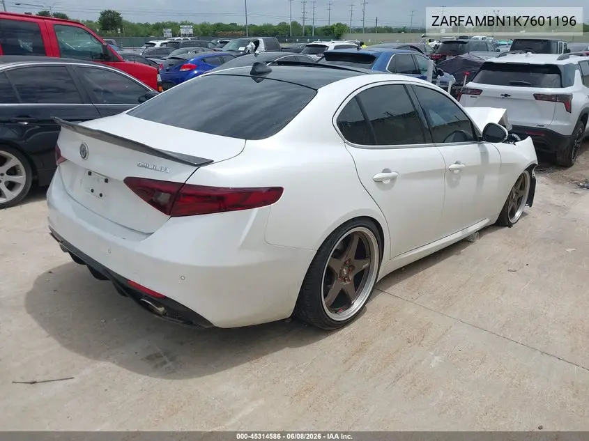 2019 Alfa Romeo Giulia Ti Lusso Rwd VIN: ZARFAMBN1K7601196 Lot: 45314586