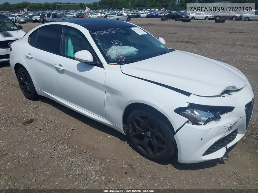 2019 Alfa Romeo Giulia Ti Awd VIN: ZARFANBN9K7622190 Lot: 45325251