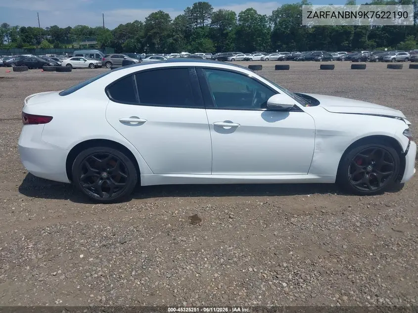 2019 Alfa Romeo Giulia Ti Awd VIN: ZARFANBN9K7622190 Lot: 45325251
