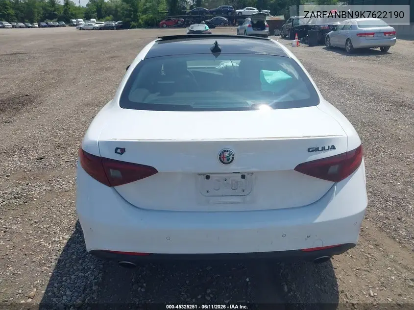 2019 Alfa Romeo Giulia Ti Awd VIN: ZARFANBN9K7622190 Lot: 45325251