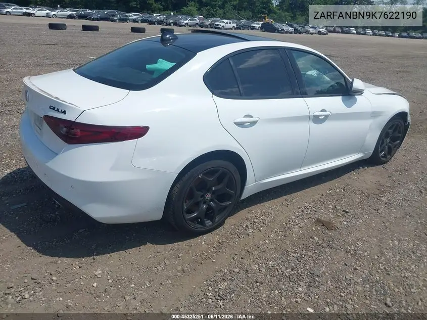 2019 Alfa Romeo Giulia Ti Awd VIN: ZARFANBN9K7622190 Lot: 45325251