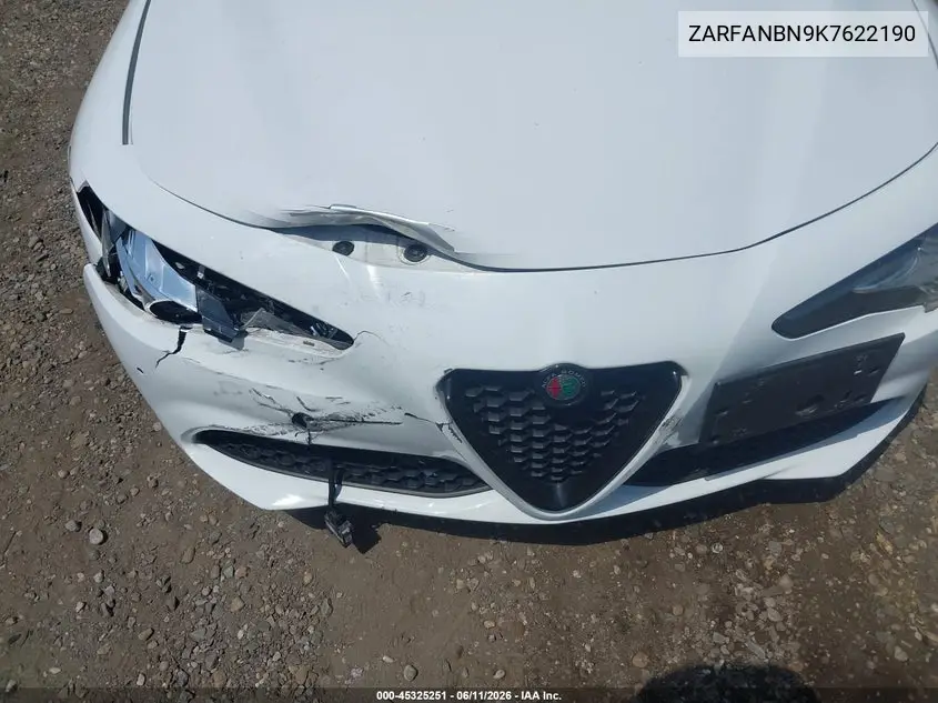 2019 Alfa Romeo Giulia Ti Awd VIN: ZARFANBN9K7622190 Lot: 45325251