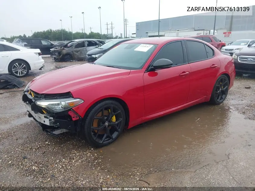 2019 Alfa Romeo Giulia Ti Rwd VIN: ZARFAMBN5K7613139 Lot: 45348267