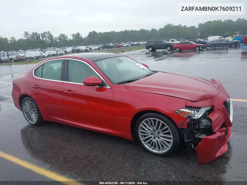2019 Alfa Romeo Giulia Ti Lusso Rwd VIN: ZARFAMBN0K7609211 Lot: 45382198