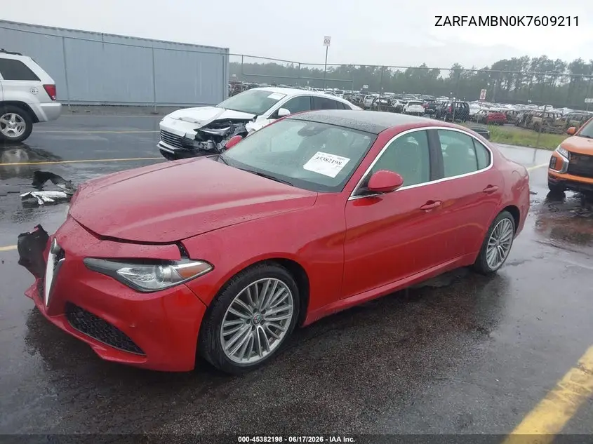 2019 Alfa Romeo Giulia Ti Lusso Rwd VIN: ZARFAMBN0K7609211 Lot: 45382198