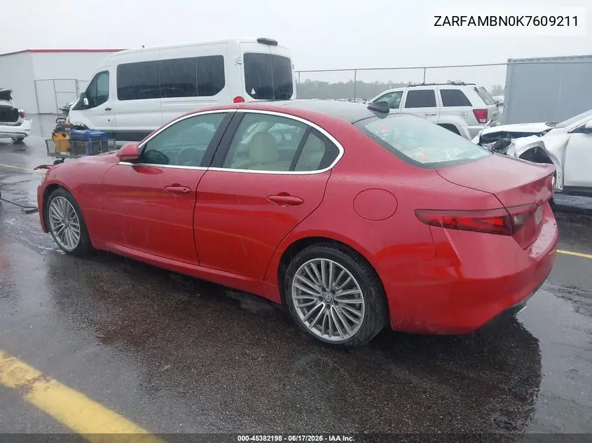 2019 Alfa Romeo Giulia Ti Lusso Rwd VIN: ZARFAMBN0K7609211 Lot: 45382198