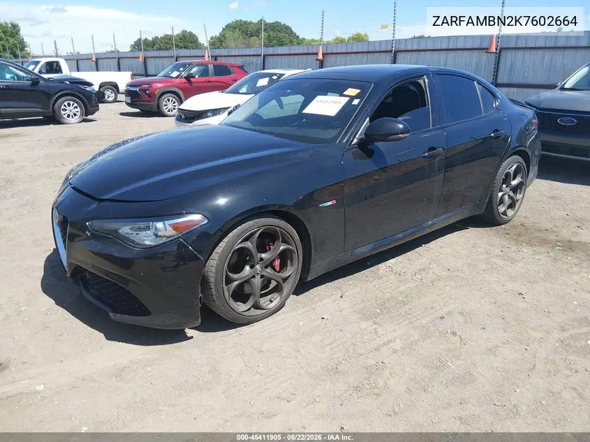 2019 Alfa Romeo Giulia Ti VIN: ZARFAMBN2K7602664 Lot: 45411905