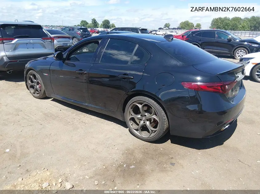 2019 Alfa Romeo Giulia Ti VIN: ZARFAMBN2K7602664 Lot: 45411905