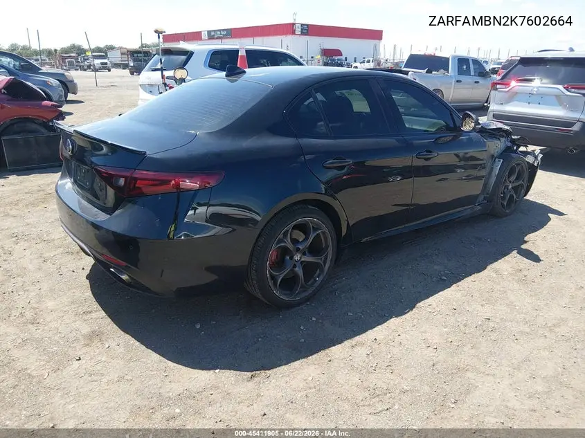 2019 Alfa Romeo Giulia Ti VIN: ZARFAMBN2K7602664 Lot: 45411905