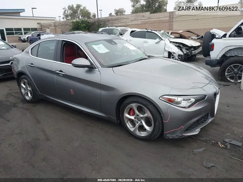 2019 Alfa Romeo Giulia Rwd VIN: ZARFAMAN8K7609622 Lot: 45457069