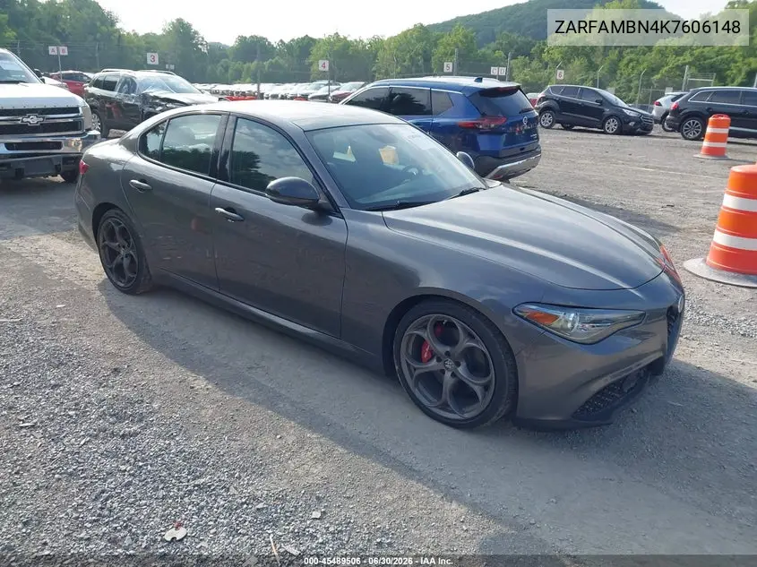 2019 Alfa Romeo Giulia Ti Sport Rwd VIN: ZARFAMBN4K7606148 Lot: 45489506