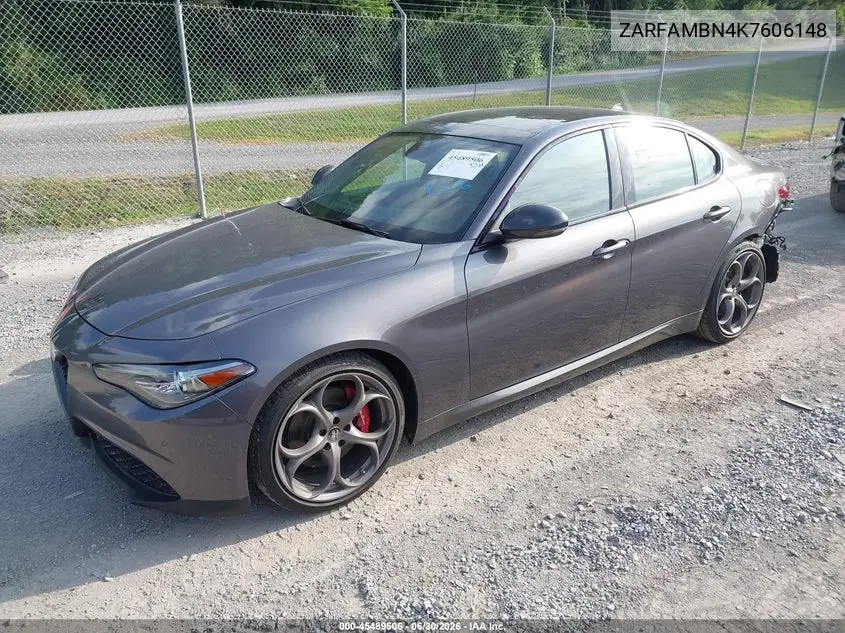 2019 Alfa Romeo Giulia Ti Sport Rwd VIN: ZARFAMBN4K7606148 Lot: 45489506