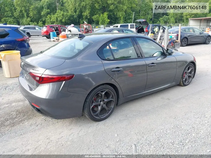 2019 Alfa Romeo Giulia Ti Sport Rwd VIN: ZARFAMBN4K7606148 Lot: 45489506