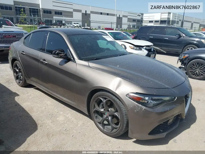 2019 Alfa Romeo Giulia Ti Sport Awd VIN: ZARFANBN8K7602867 Lot: 45490539