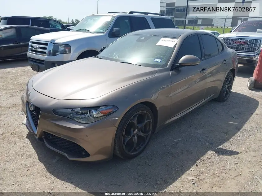 2019 Alfa Romeo Giulia Ti Sport Awd VIN: ZARFANBN8K7602867 Lot: 45490539