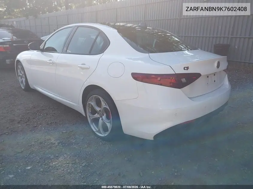 2019 Alfa Romeo Giulia Ti Sport Awd VIN: ZARFANBN9K7602408 Lot: 45579820