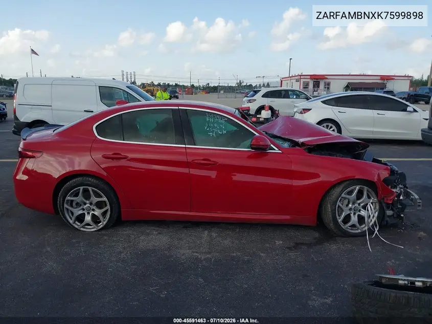 2019 Alfa Romeo Giulia Ti VIN: ZARFAMBNXK7599898 Lot: 45591463