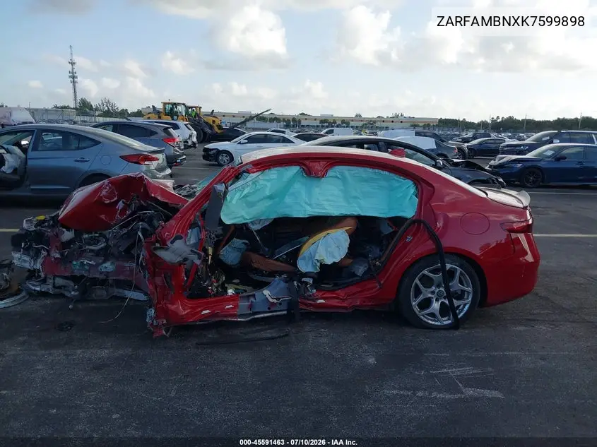 2019 Alfa Romeo Giulia Ti VIN: ZARFAMBNXK7599898 Lot: 45591463