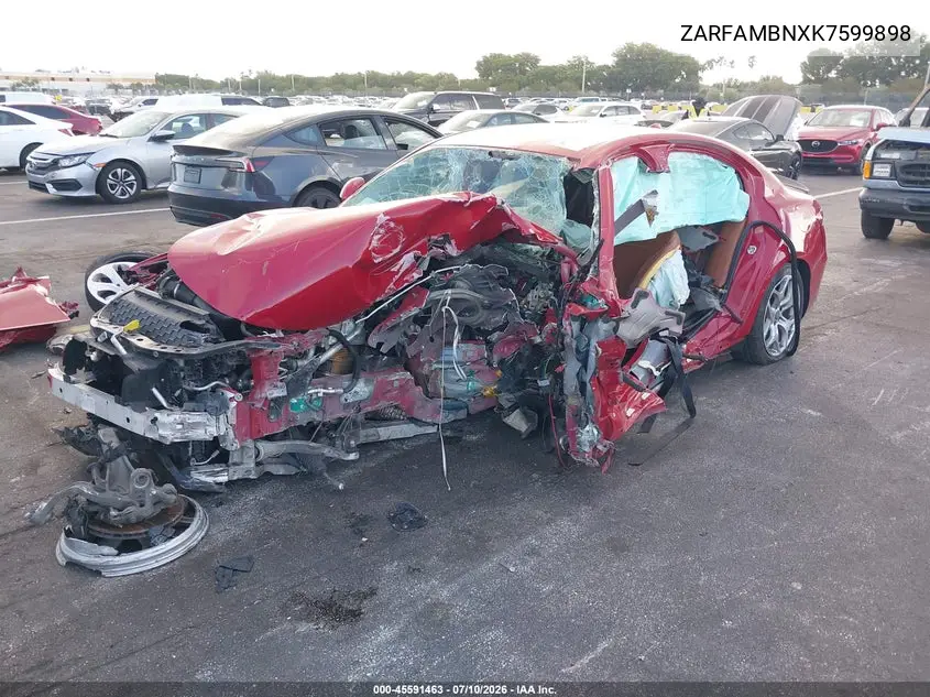2019 Alfa Romeo Giulia Ti VIN: ZARFAMBNXK7599898 Lot: 45591463