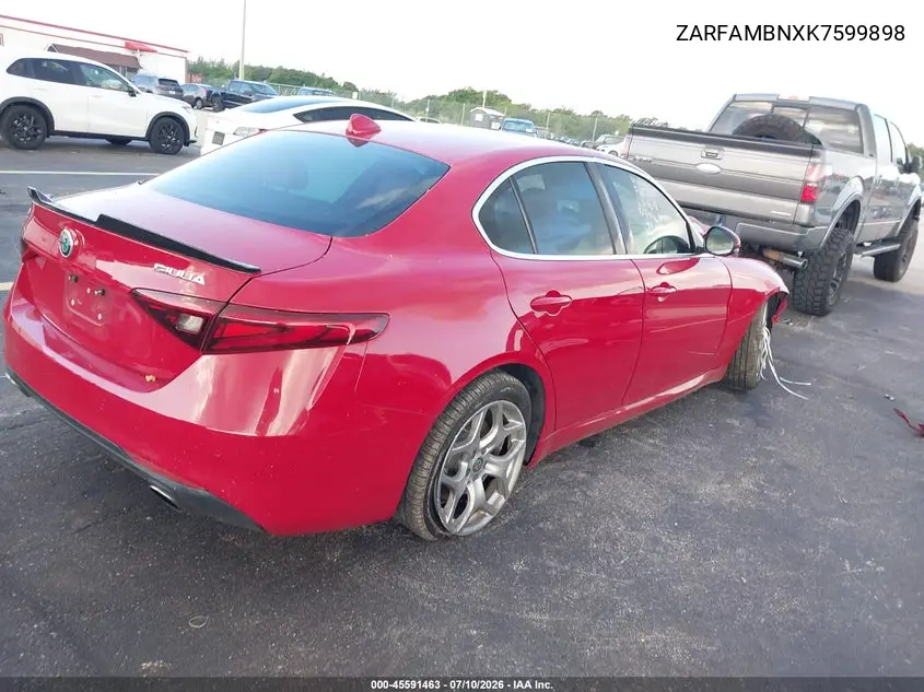 2019 Alfa Romeo Giulia Ti VIN: ZARFAMBNXK7599898 Lot: 45591463