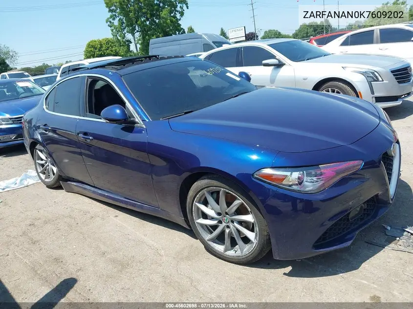 2019 Alfa Romeo Giulia Awd VIN: ZARFANAN0K7609202 Lot: 45602698