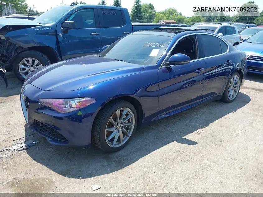 2019 Alfa Romeo Giulia Awd VIN: ZARFANAN0K7609202 Lot: 45602698