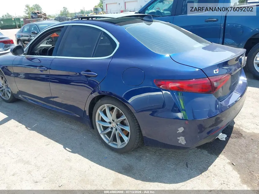 2019 Alfa Romeo Giulia Awd VIN: ZARFANAN0K7609202 Lot: 45602698
