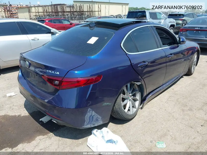 2019 Alfa Romeo Giulia Awd VIN: ZARFANAN0K7609202 Lot: 45602698