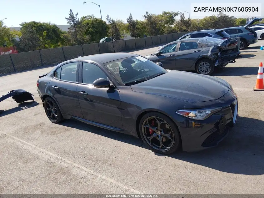 2019 Alfa Romeo Giulia Ti Sport Rwd VIN: ZARFAMBN0K7605904 Lot: 45621425