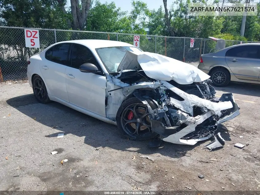 2019 Alfa Romeo Giulia Rwd VIN: ZARFAMAN6K7621574 Lot: 45638319