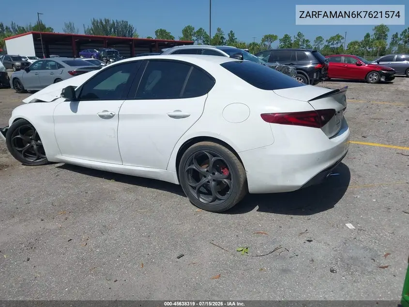 2019 Alfa Romeo Giulia Rwd VIN: ZARFAMAN6K7621574 Lot: 45638319