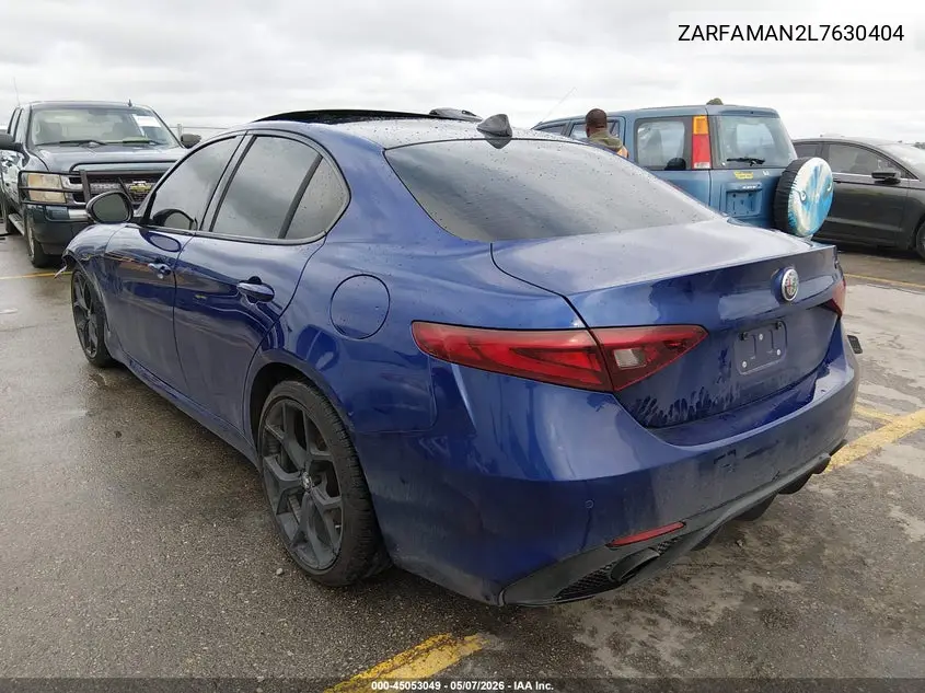 2020 Alfa Romeo Giulia Sport Rwd VIN: ZARFAMAN2L7630404 Lot: 45053049