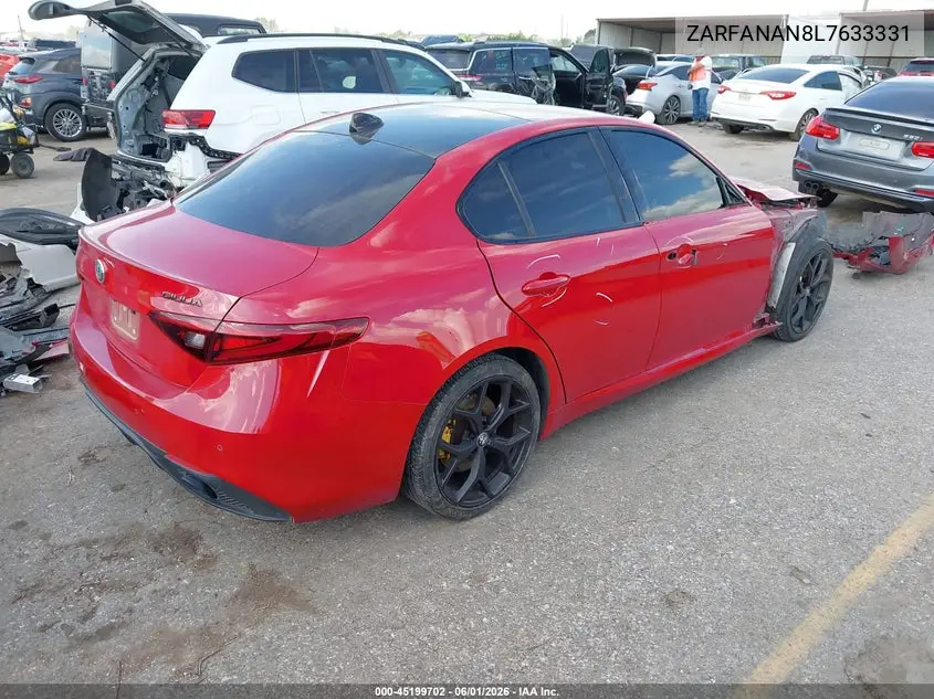 2020 Alfa Romeo Giulia Sport Awd VIN: ZARFANAN8L7633331 Lot: 45199702