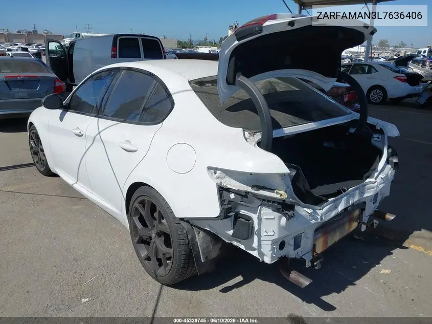 2020 Alfa Romeo Giulia Rwd VIN: ZARFAMAN3L7636406 Lot: 45329745