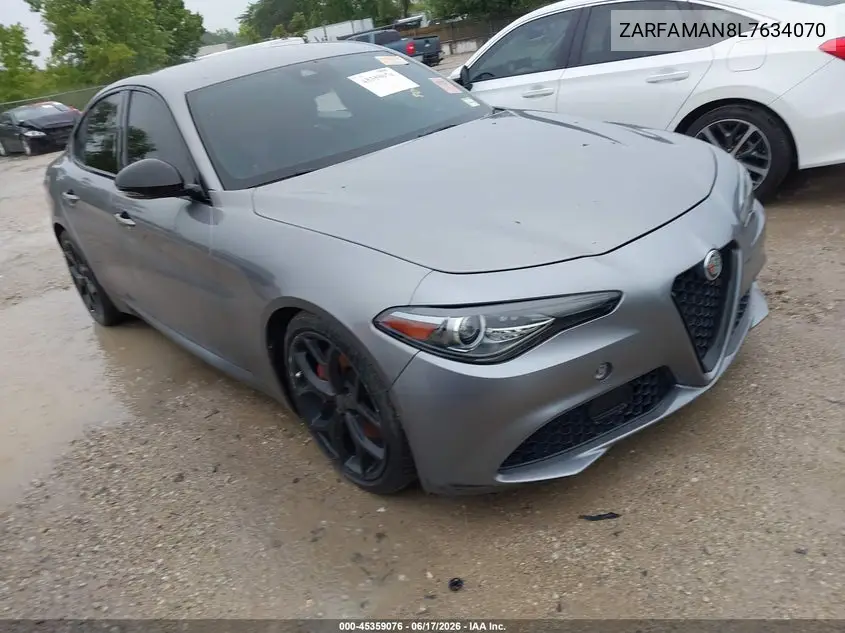 2020 Alfa Romeo Giulia Rwd VIN: ZARFAMAN8L7634070 Lot: 45359076
