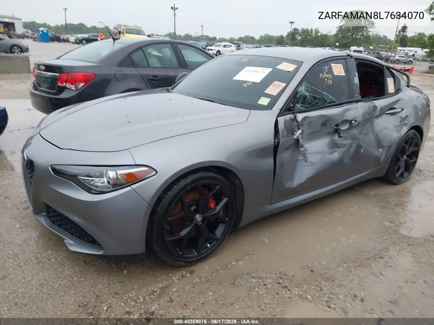 2020 Alfa Romeo Giulia Rwd VIN: ZARFAMAN8L7634070 Lot: 45359076