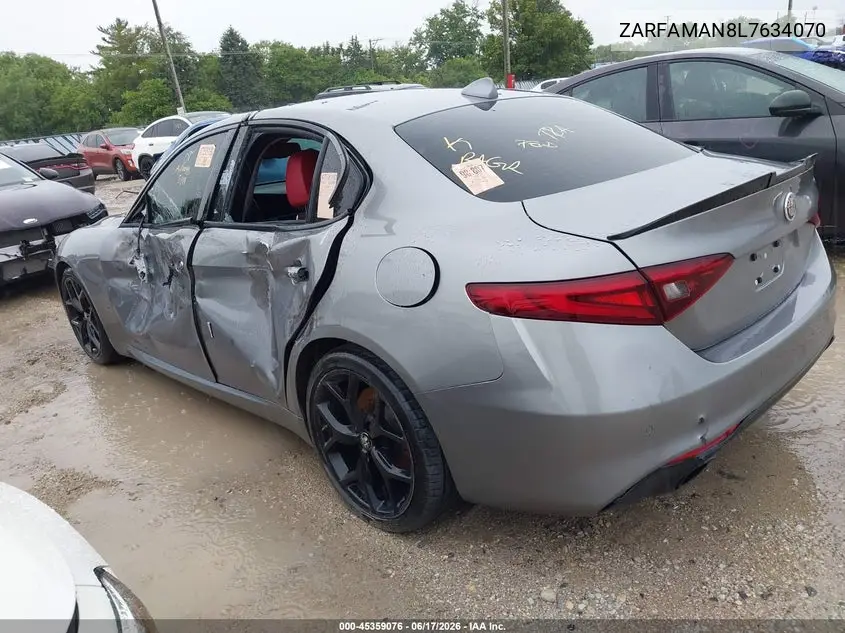 2020 Alfa Romeo Giulia Rwd VIN: ZARFAMAN8L7634070 Lot: 45359076