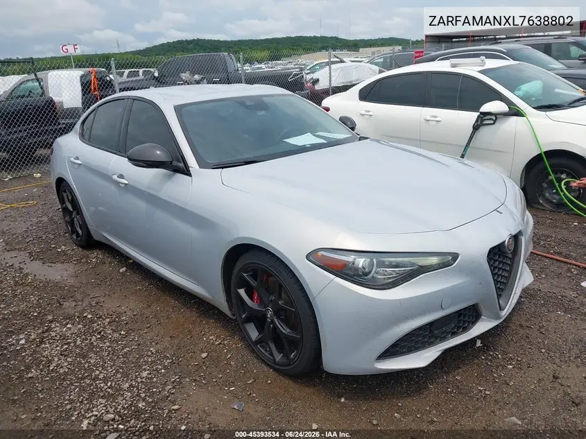 2020 Alfa Romeo Giulia Rwd VIN: ZARFAMANXL7638802 Lot: 45393534