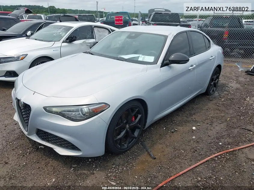 2020 Alfa Romeo Giulia Rwd VIN: ZARFAMANXL7638802 Lot: 45393534