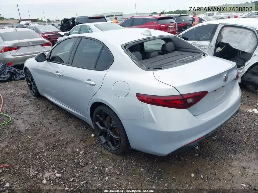 2020 Alfa Romeo Giulia Rwd VIN: ZARFAMANXL7638802 Lot: 45393534