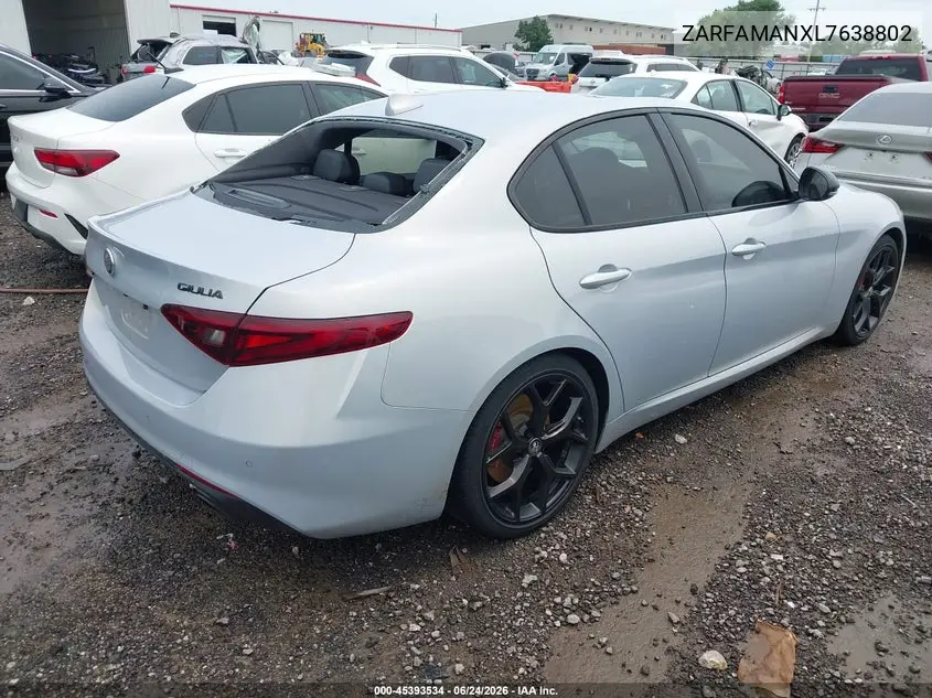 2020 Alfa Romeo Giulia Rwd VIN: ZARFAMANXL7638802 Lot: 45393534