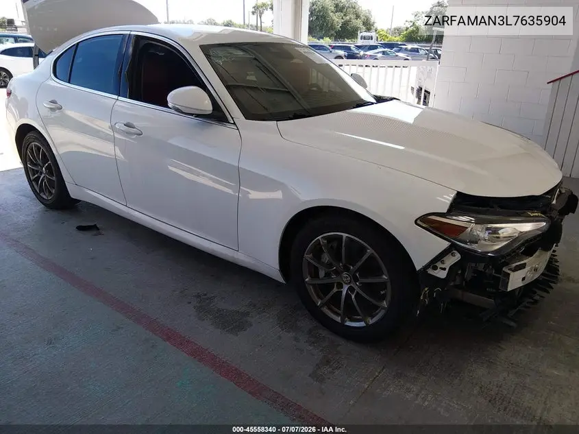 2020 Alfa Romeo Giulia Rwd VIN: ZARFAMAN3L7635904 Lot: 45558340