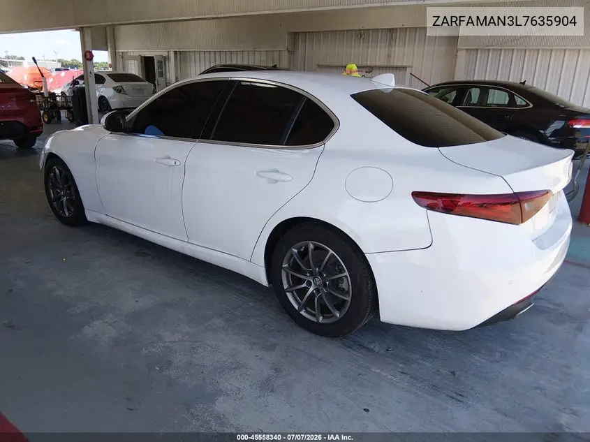 2020 Alfa Romeo Giulia Rwd VIN: ZARFAMAN3L7635904 Lot: 45558340