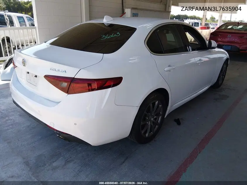 2020 Alfa Romeo Giulia Rwd VIN: ZARFAMAN3L7635904 Lot: 45558340