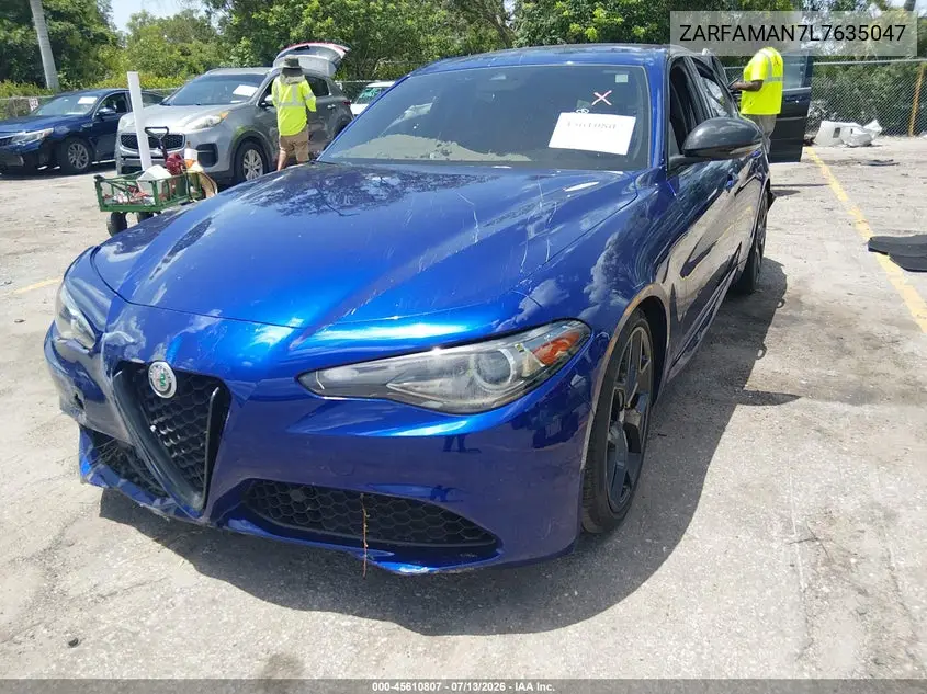 2020 Alfa Romeo Giulia Rwd VIN: ZARFAMAN7L7635047 Lot: 45610807