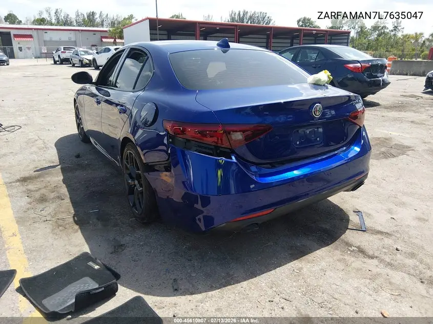 2020 Alfa Romeo Giulia Rwd VIN: ZARFAMAN7L7635047 Lot: 45610807