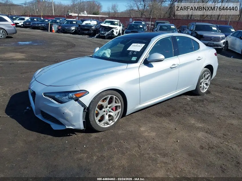 2021 Alfa Romeo Giulia Ti Rwd VIN: ZARFAMBNXM7644440 Lot: 44684463