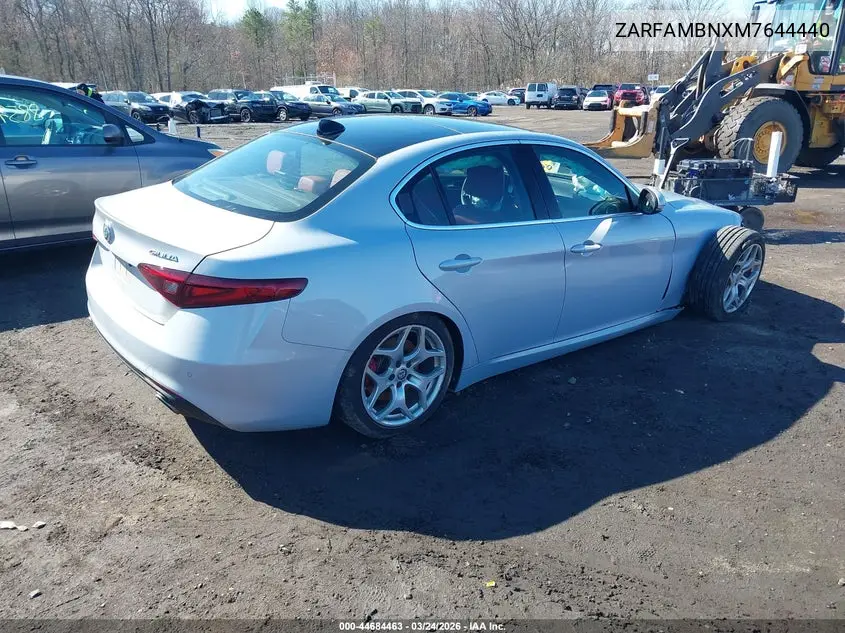 2021 Alfa Romeo Giulia Ti Rwd VIN: ZARFAMBNXM7644440 Lot: 44684463