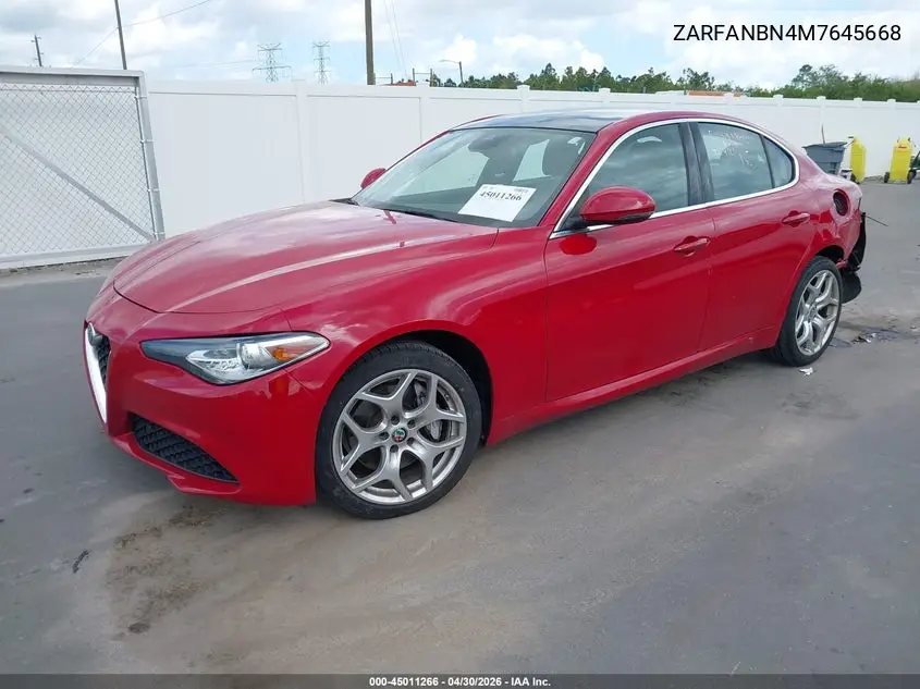 2021 Alfa Romeo Giulia Ti Awd VIN: ZARFANBN4M7645668 Lot: 45011266